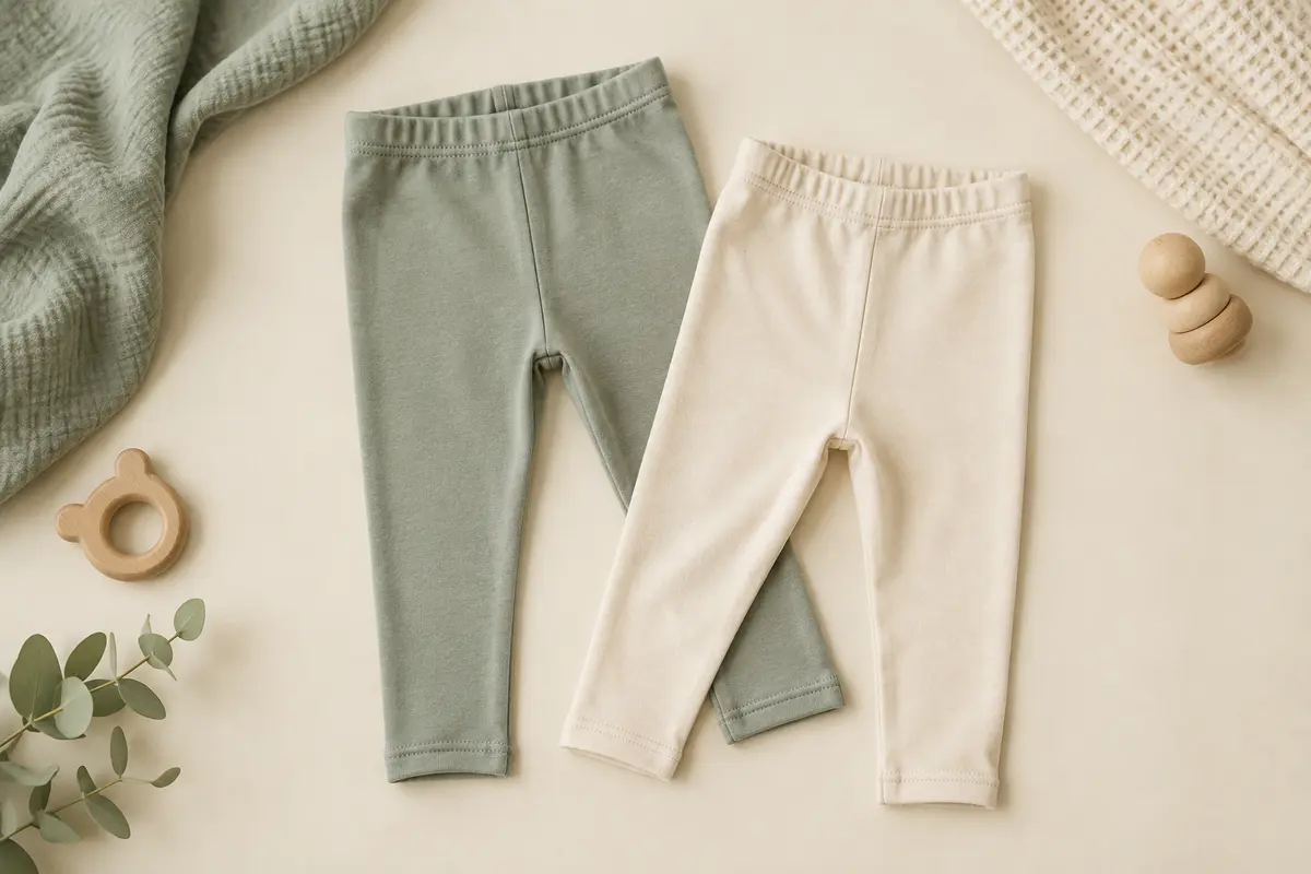 Leggings bébé pliés avec leur taille élastique visible