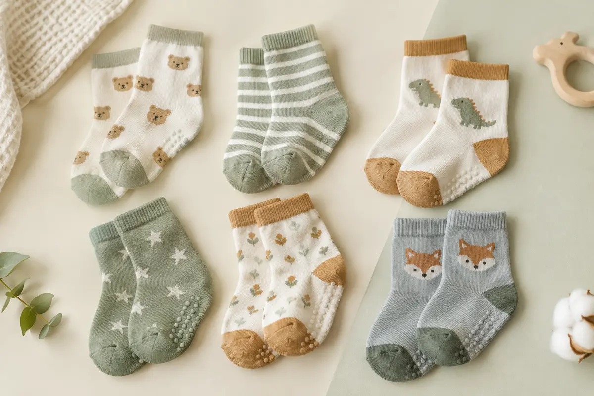 Lot de chaussettes en coton pour enfant aux motifs assortis et aux semelles antidérapantes