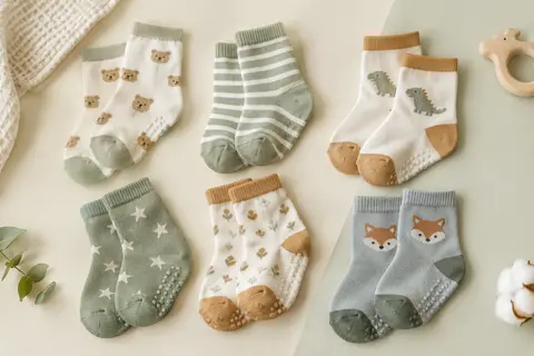 Lot de chaussettes en coton pour enfant aux motifs assortis et aux semelles antidérapantes